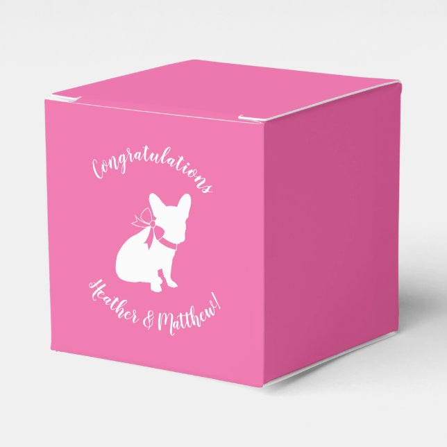 Frenchie Baby Shower French Bulldog Pink Favor Box (Front Side)