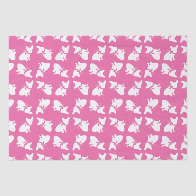 Frenchie Baby Shower French Bulldog Pink Tissue Paper (Front)