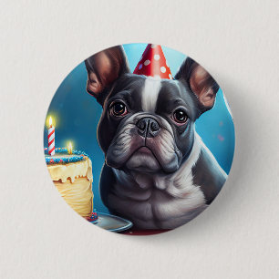 Frenchie Birthday Bash: A Cute French Bulldog 2 Inch Round Button