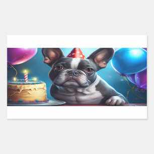 Frenchie Birthday Bash: A Cute French Bulldog  Sticker