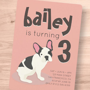 Frenchie Bulldog Chien chiot Invitation d'annivers