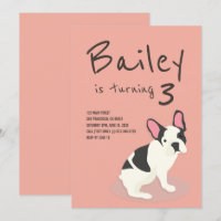 Frenchie Bulldog Puppy Dog Birthday Invitation