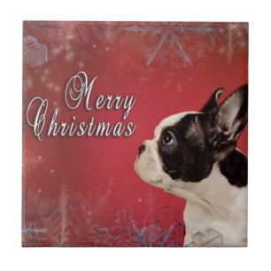 Frenchie Christmas card Tile
