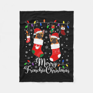Frenchie Christmas French Bulldog Xmas Party 1  Fleece Blanket