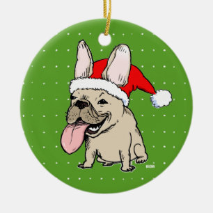 Frenchie Clause Ceramic Ornament