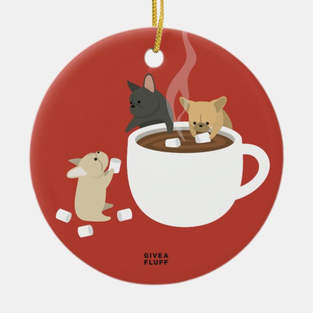 Frenchie Cocoa Ceramic Ornament (Front)