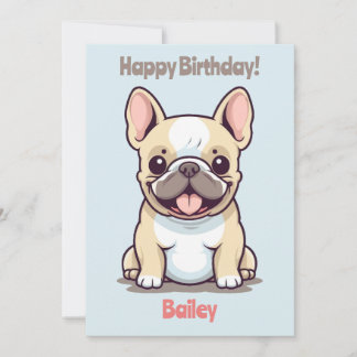 Frenchie, cute French Bulldog, Birthday Invitation