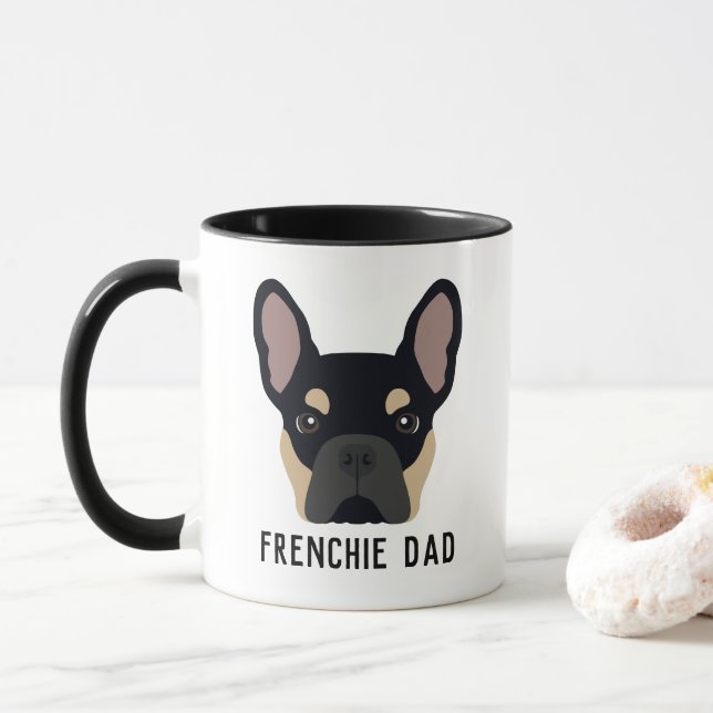 Frenchie Dad Black and Tan French Bulldog Mug (With Donut)