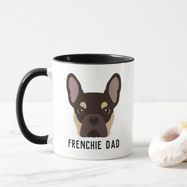 Frenchie Dad Brown and Tan French Bulldog Mug (With Donut)