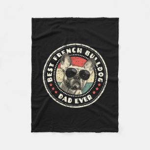Frenchie Dad Ever Retro French Bulldog Lover Owner Fleece Blanket