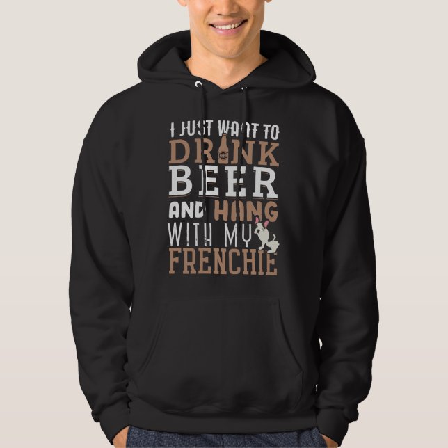 Frenchie Dad T Funny French Bulldog Dog Lover Beer Hoodie (Front)