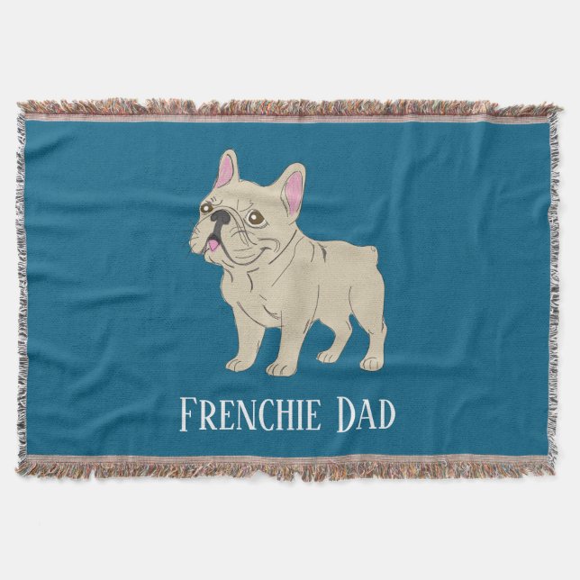 Frenchie Dad Throw Blanket (Front)