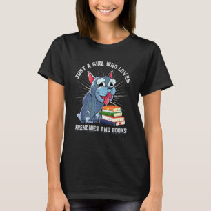 Frenchie Dog  Book Reading Girls Women French Bull T-Shirt