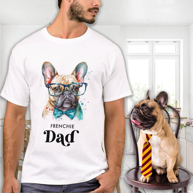 Frenchie Dog DAD Personalized Retro French Bulldog T-Shirt (Creator Uploaded)