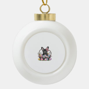 Frenchie Dog Easter Frenchie Dog Eggs Artwork T-Sh Ceramic Ball Christmas Ornament