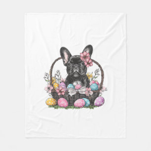 Frenchie Dog Easter Frenchie Dog Eggs Artwork T-Sh Fleece Blanket