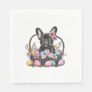 Frenchie Dog Easter Frenchie Dog Eggs Artwork T-Sh Napkin