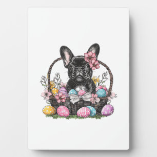 Frenchie Dog Easter Frenchie Dog Eggs Artwork T-Sh Plaque