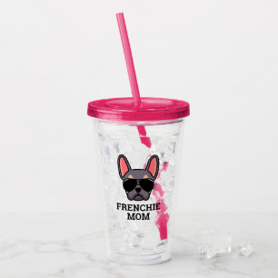 Frenchie Dog Mom Lilac and Tan French Bulldog Acrylic Tumbler