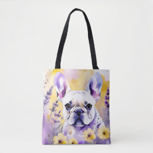Frenchie Dog Portrait With Wildflowers Tote Bag