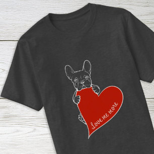 Frenchie Dog with Red Heart – French Bulldog T-Shirt