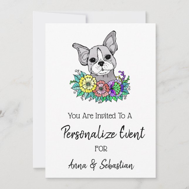 *~*  Frenchie French Bulldog Cute Event Invitation (Front)