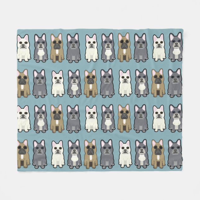 Frenchie Friends Fleece Blanket (Front (Horizontal))