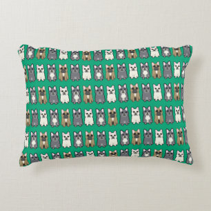 Frenchie friends, green accent pillow