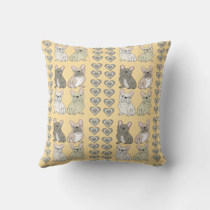 Frenchie friends hearts throw pillow