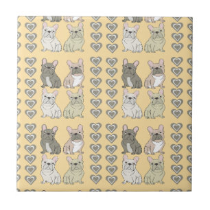 Frenchie friends hearts tile