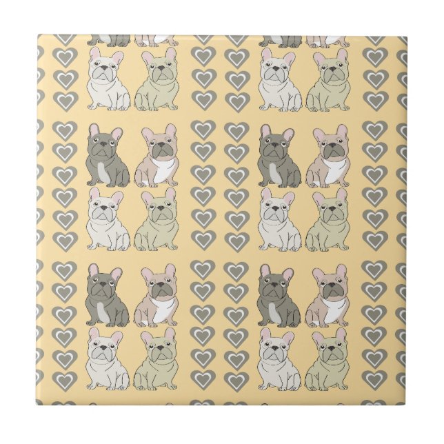Frenchie friends hearts tile (Front)