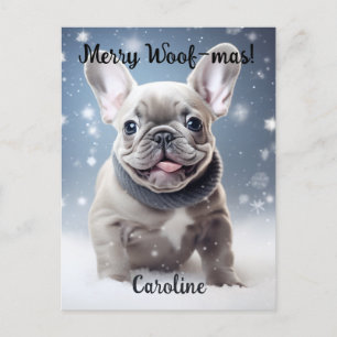 Frenchie Frosty Bliss Customizable Postcard