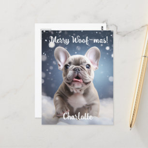 Frenchie Frosty Bliss Customizable  Postcard
