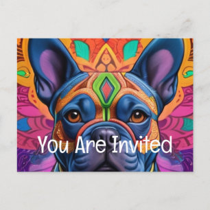 Frenchie Fun  Invitation Postcard