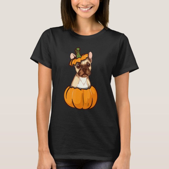 Frenchie Funny French Bulldog in Pumpkin Thanksgiv T-Shirt (Front)