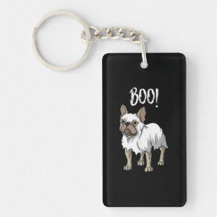 Frenchie Ghost Costume Funny Bulldog Halloween Keychain