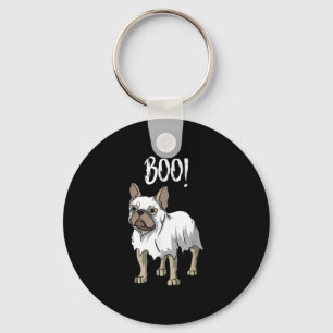 Frenchie Ghost Costume Funny Bulldog Halloween Keychain