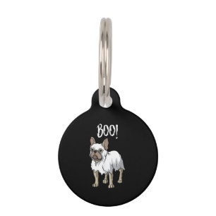 Frenchie Ghost Costume Funny Bulldog Halloween Pet Tag