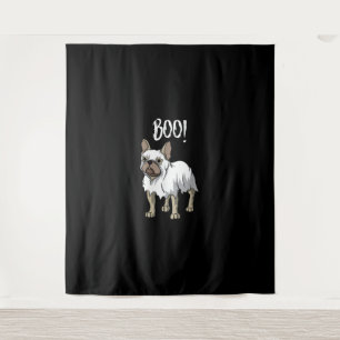 Frenchie Ghost Costume Funny Bulldog Halloween Tapestry