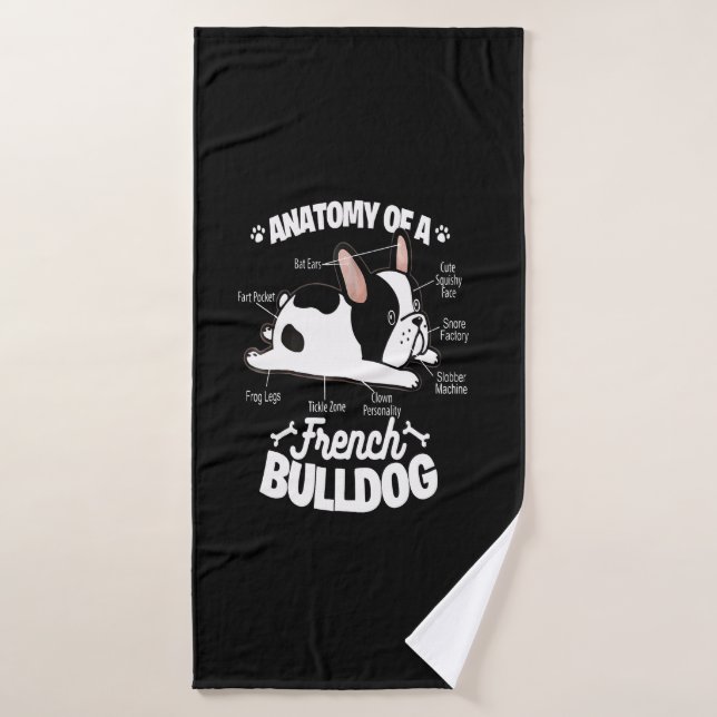 Frenchie Gift| Anatomie D'Un Bulldog Français (Serviette de bain)