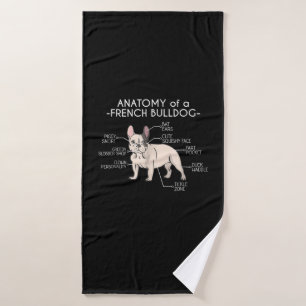 Frenchie Gift   Anatomy Of A French Bulldog Bath Towel