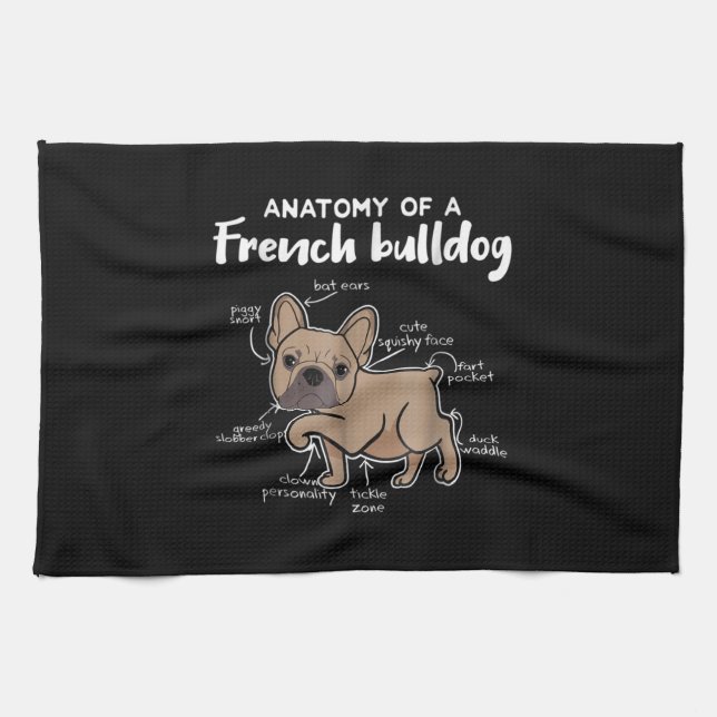 Frenchie Gift | Anatomy Of A French Bulldog Gift Kitchen Towel (Horizontal)