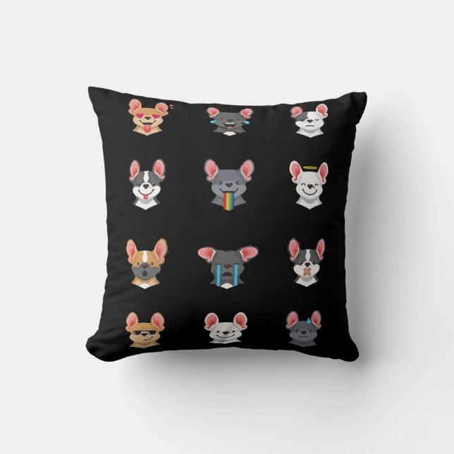 Frenchie Gift | Emotional Face French Bulldog Throw Pillow (Front)