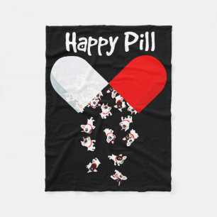 Frenchie Gift Happy Pill French Bulldog Gift Fleece Blanket