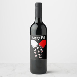 Frenchie Gift   Happy Pill French Bulldog Gift Wine Label