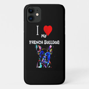 Frenchie Gift I Love My French Bulldog Colourful iPhone 11 Case