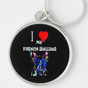 Frenchie Gift I Love My French Bulldog Colourful Keychain