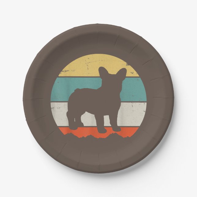 Frenchie Gift | Vintage French Bulldog Gift Paper Plate (Front)