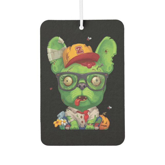 Frenchie Gift | Zombie French Bulldog Air Freshener (Front)