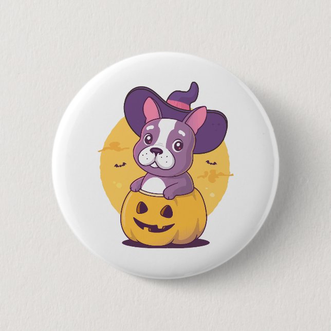Frenchie Halloween 2 Inch Round Button (Front)